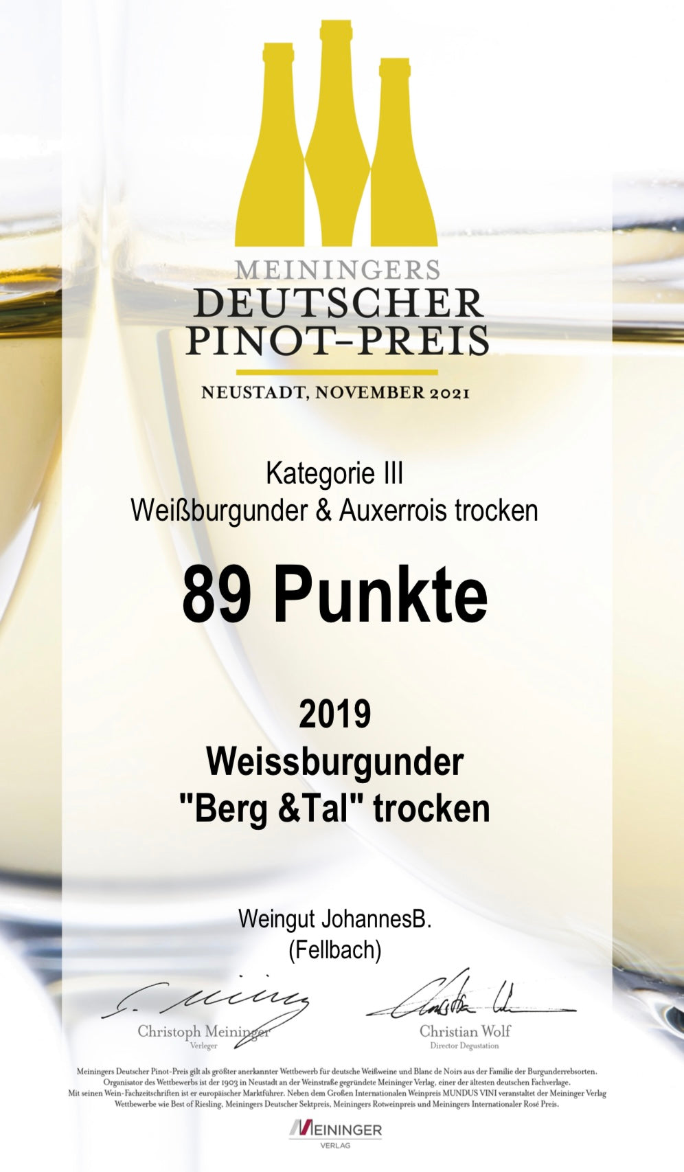 2024  Weissburgunder „Berg &Tal“ Bio trocken