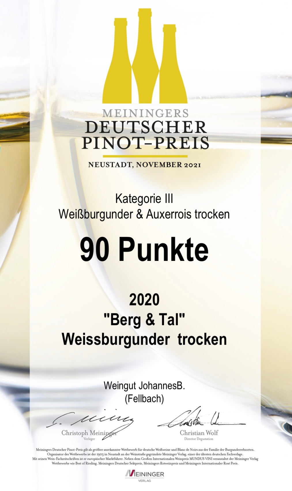 2024  Weissburgunder „Berg &Tal“ Bio trocken